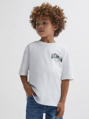 Reiss T-Shirts | Ivan Cotton Crew Neck Motif T-Shirt Ecru - Children