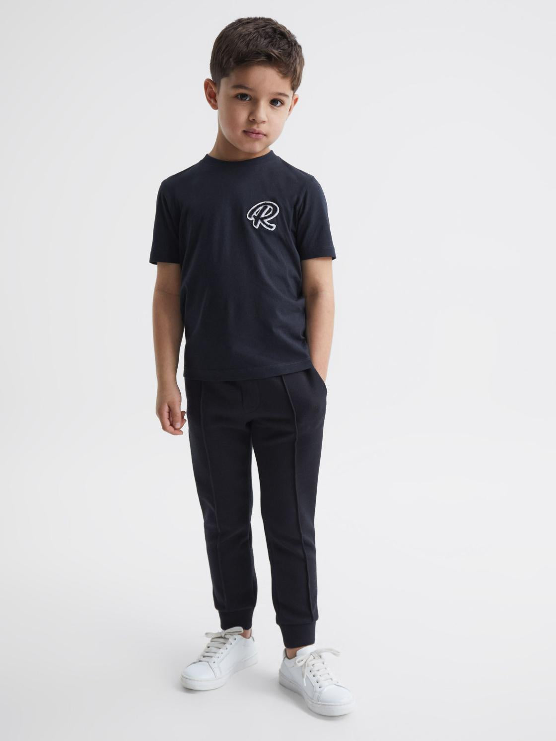 Reiss T-Shirts | Jude Motif Crew Neck T-Shirt Navy - Children