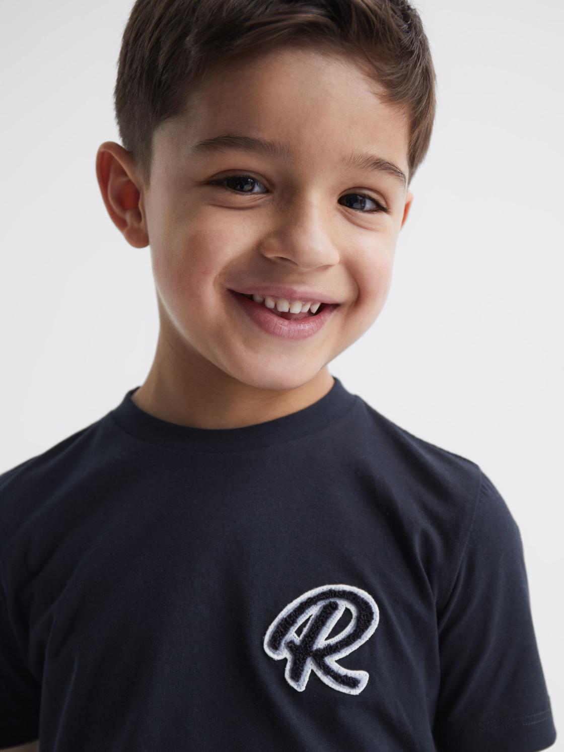 Reiss T-Shirts | Jude Motif Crew Neck T-Shirt Navy - Children