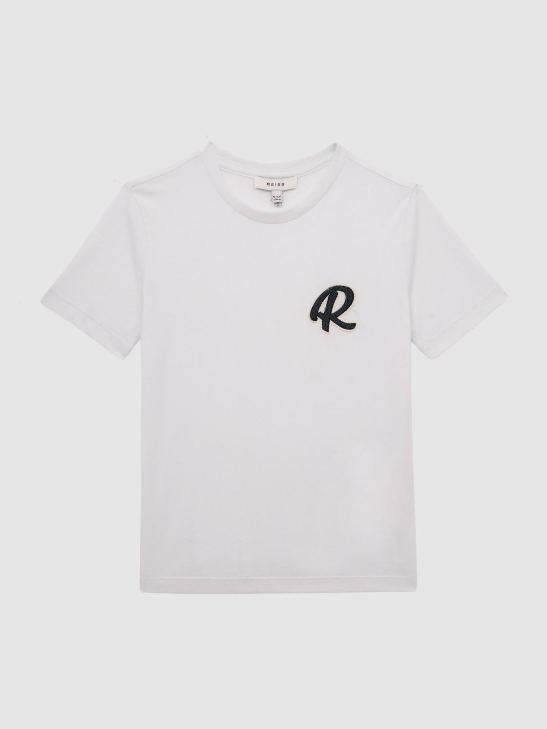 Reiss T-Shirts | Jude Motif Crew Neck T-Shirt White - Children