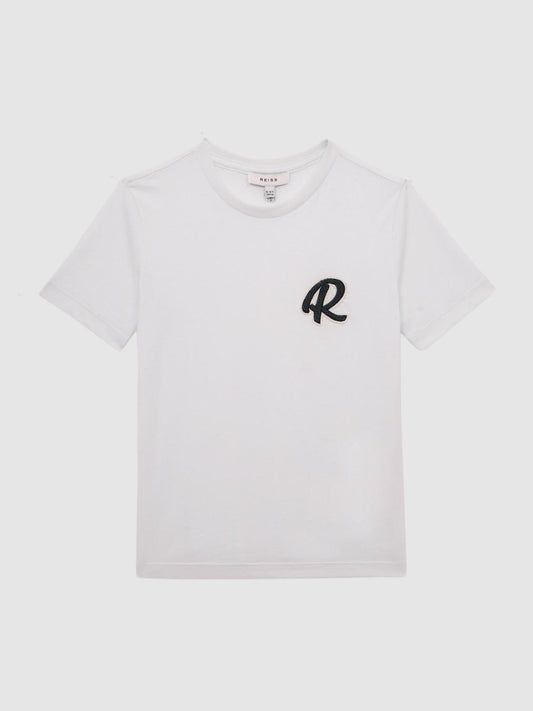 Reiss T-Shirts | Jude Motif Crew Neck T-Shirt White - Children
