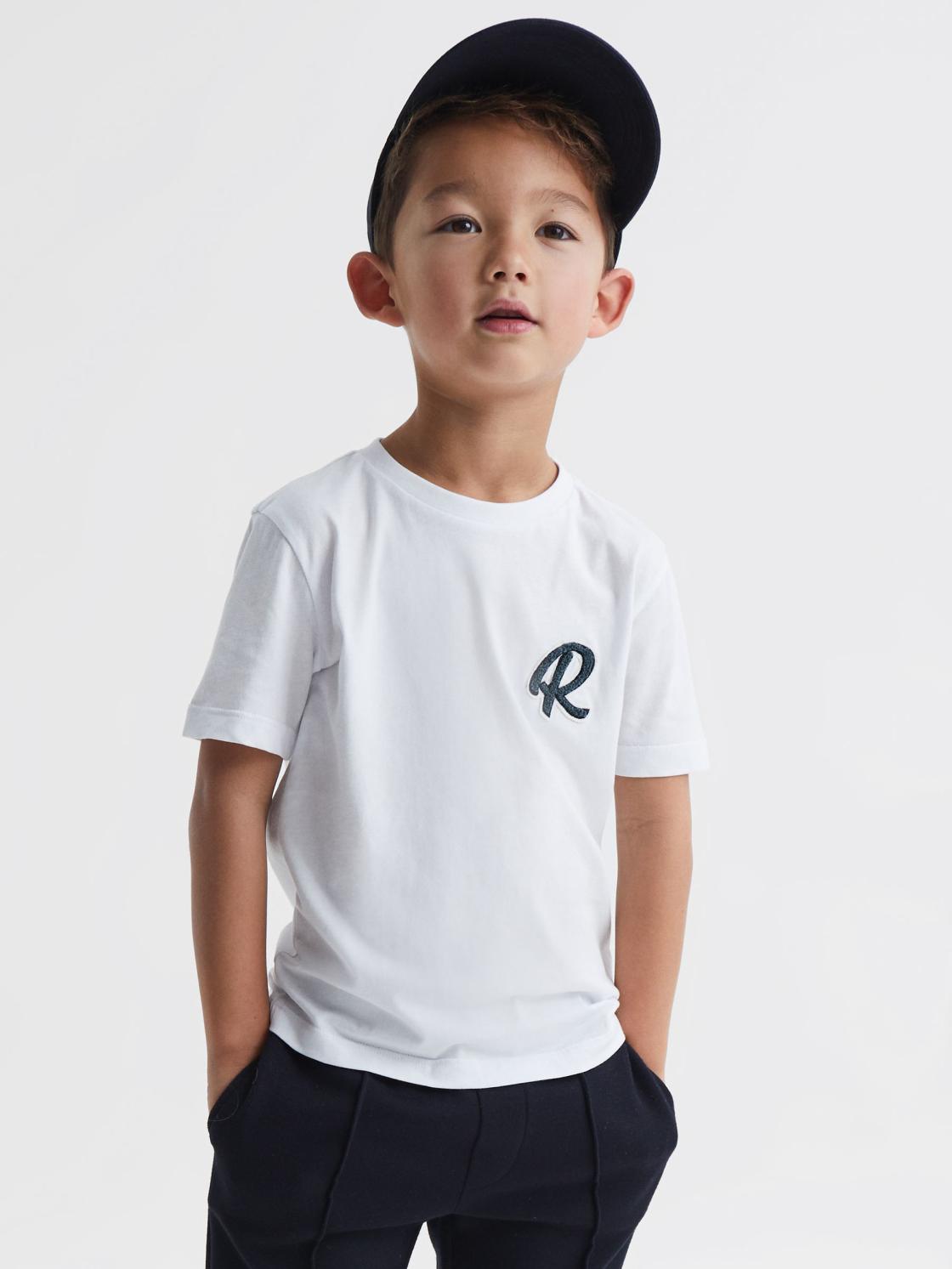 Reiss T-Shirts | Jude Motif Crew Neck T-Shirt White - Children