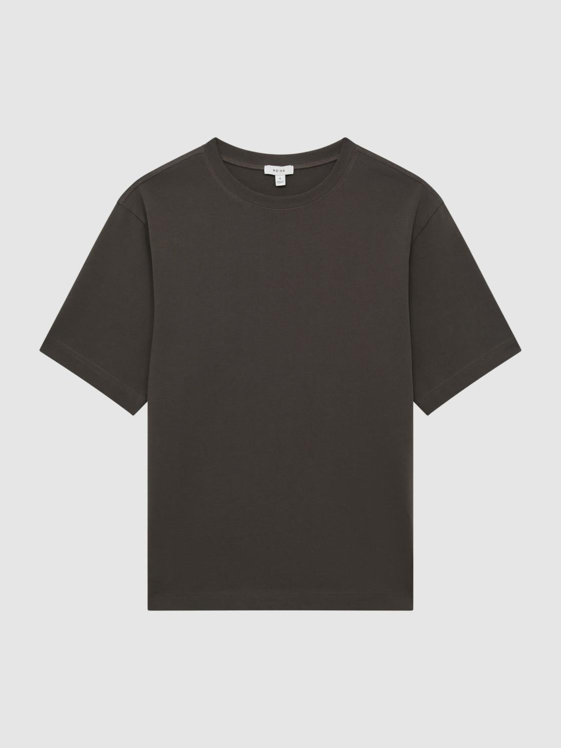 Reiss T-Shirts | Tate Oversized Garment Dye T-Shirt Fern Green - Men