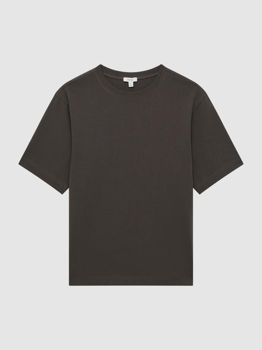 Reiss T-Shirts | Tate Oversized Garment Dye T-Shirt Fern Green - Men