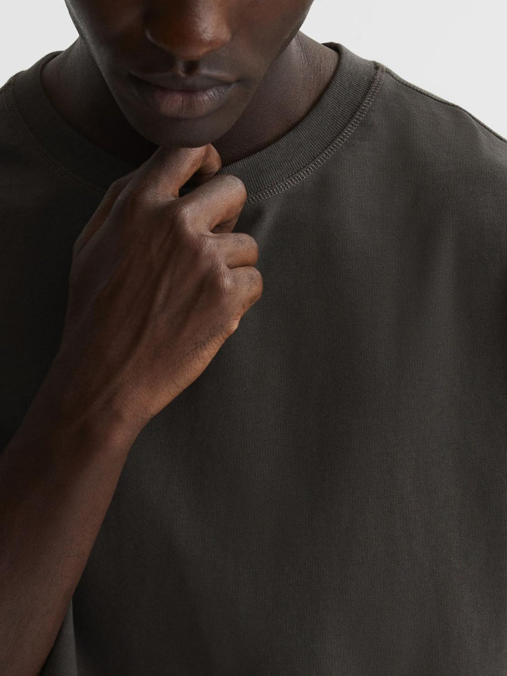 Reiss T-Shirts | Tate Oversized Garment Dye T-Shirt Fern Green - Men