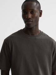 Reiss T-Shirts | Tate Oversized Garment Dye T-Shirt Fern Green - Men