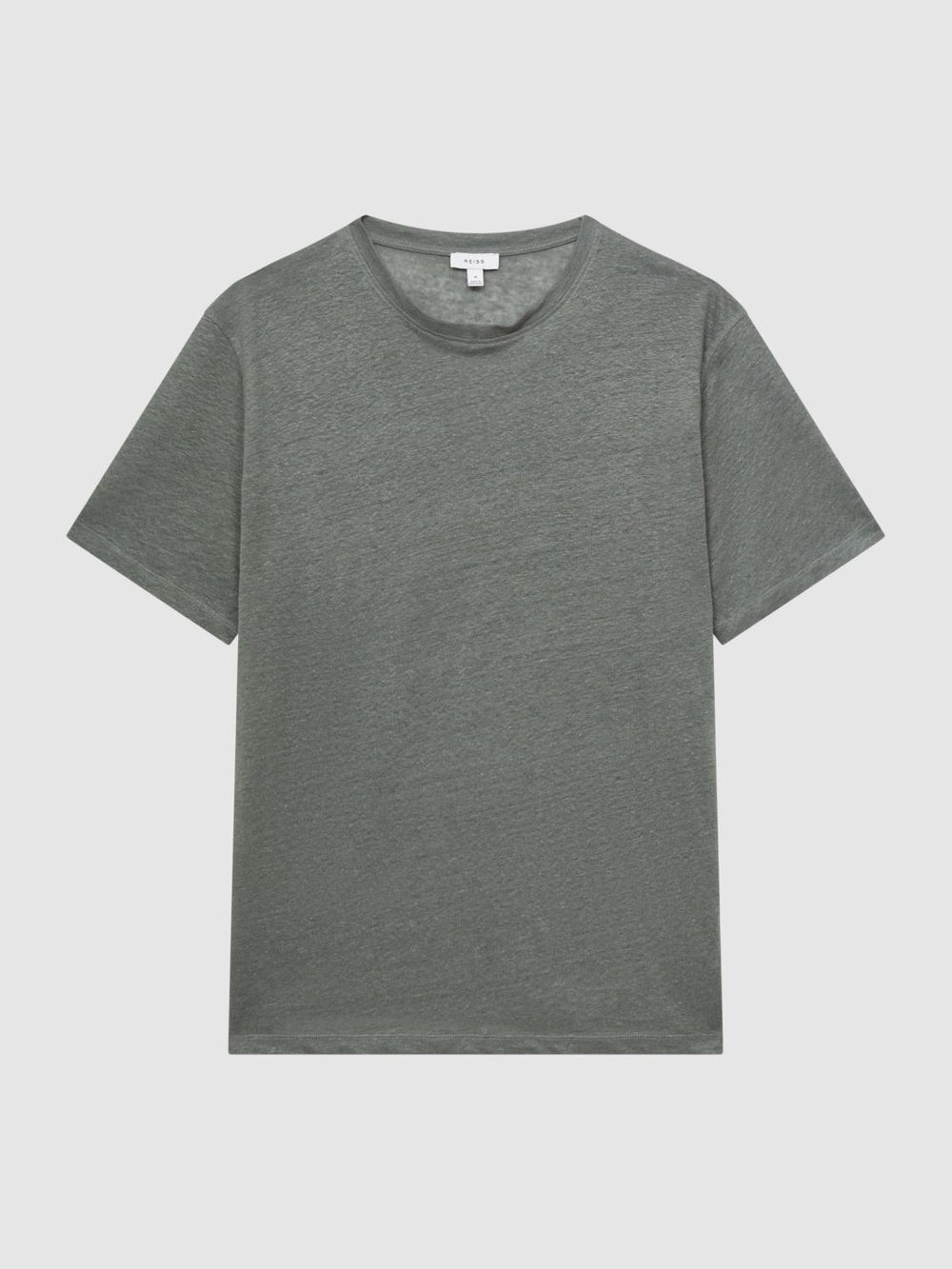 Reiss T-Shirts | Venice Linen Crew Neck T-Shirt Fern Green - Men