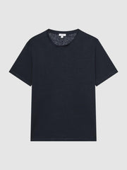 Reiss T-Shirts | Venice Linen Crew Neck T-Shirt Navy - Men
