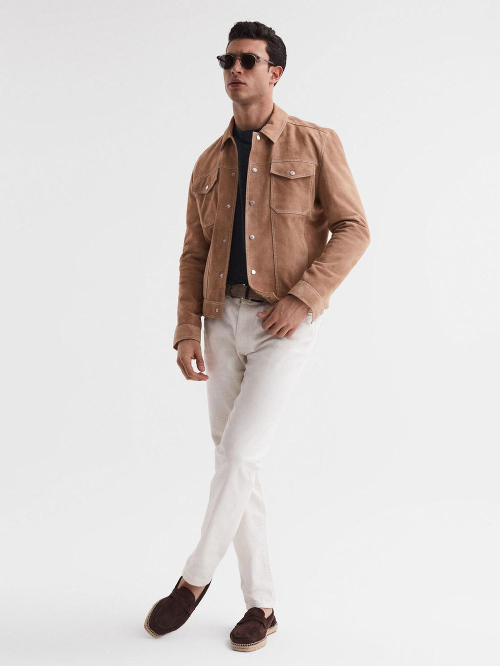 Reiss T-Shirts | Venice Linen Crew Neck T-Shirt Navy - Men