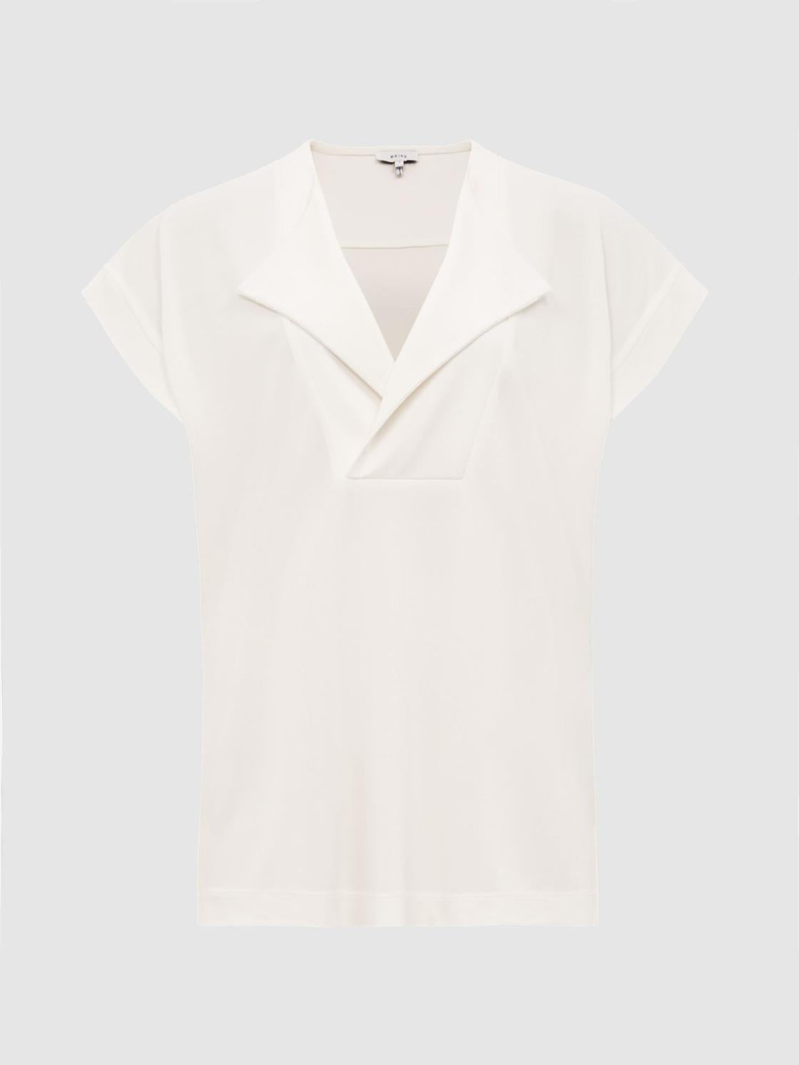 Reiss T-Shirts &amp; Vests | Delia V-Neck Short Sleeve Top Black - Women