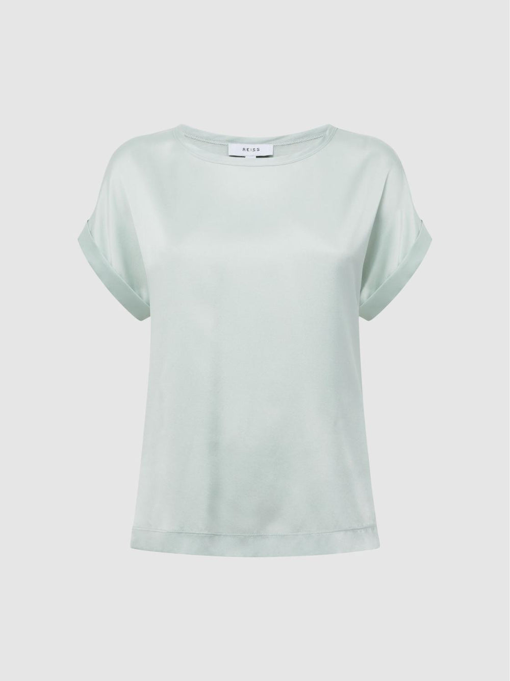 Reiss T-Shirts &amp; Vests | Helen Silk Front Crew Neck T-Shirt Mint - Women