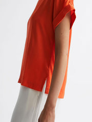 Reiss T-Shirts &amp; Vests | Helen Silk Front Crew Neck T-Shirt Mint - Women
