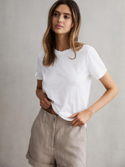 Reiss T-Shirts &amp; Vests | Joey Slub Cotton T-Shirt White - Women