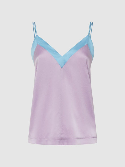 Reiss T-Shirts &amp; Vests | Payton Silk Blend Colourblock Vest Lilac/blue - Women