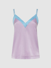 Reiss T-Shirts &amp; Vests | Payton Silk Blend Colourblock Vest Lilac/blue - Women