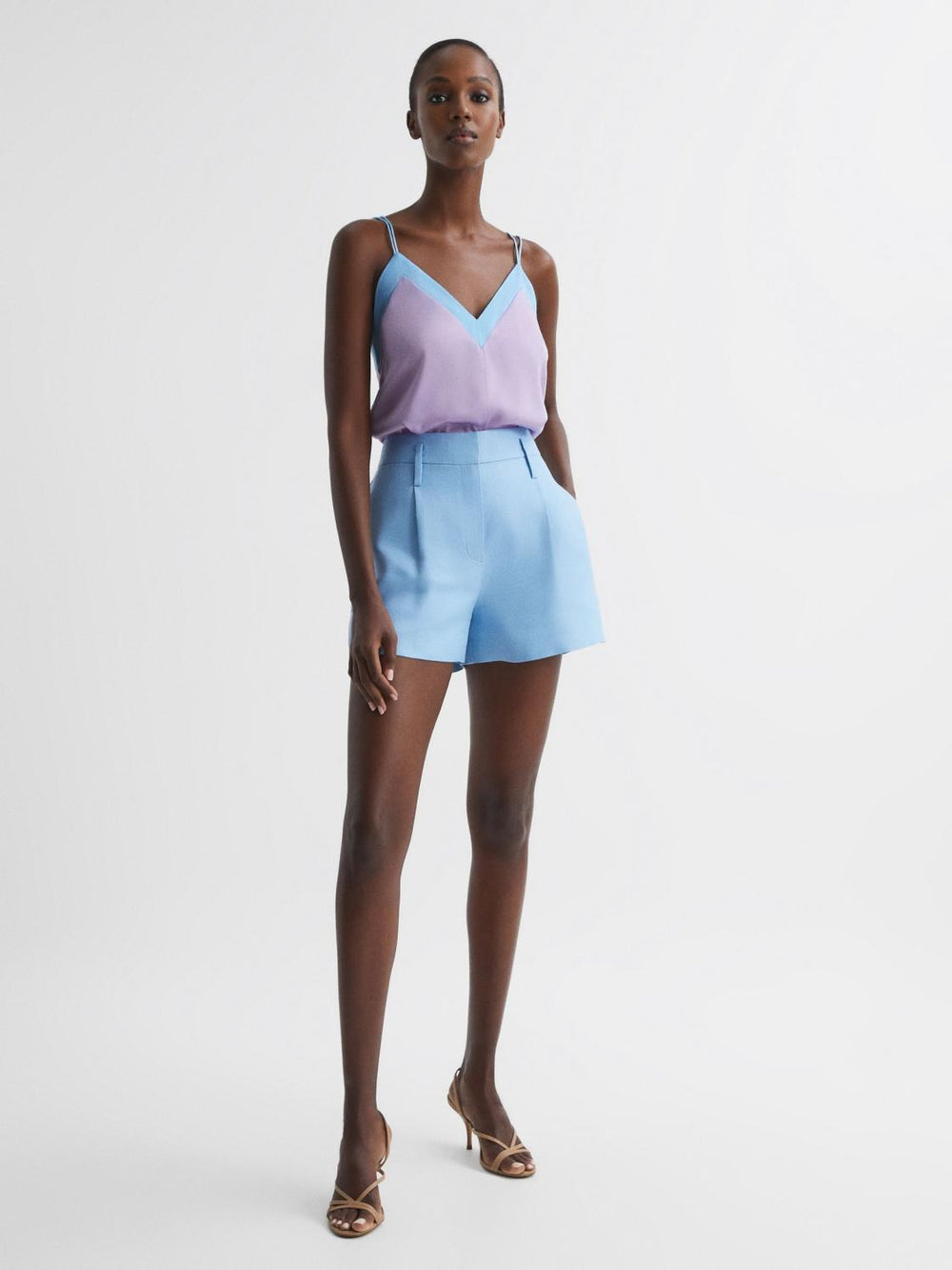 Reiss T-Shirts &amp; Vests | Payton Silk Blend Colourblock Vest Lilac/blue - Women