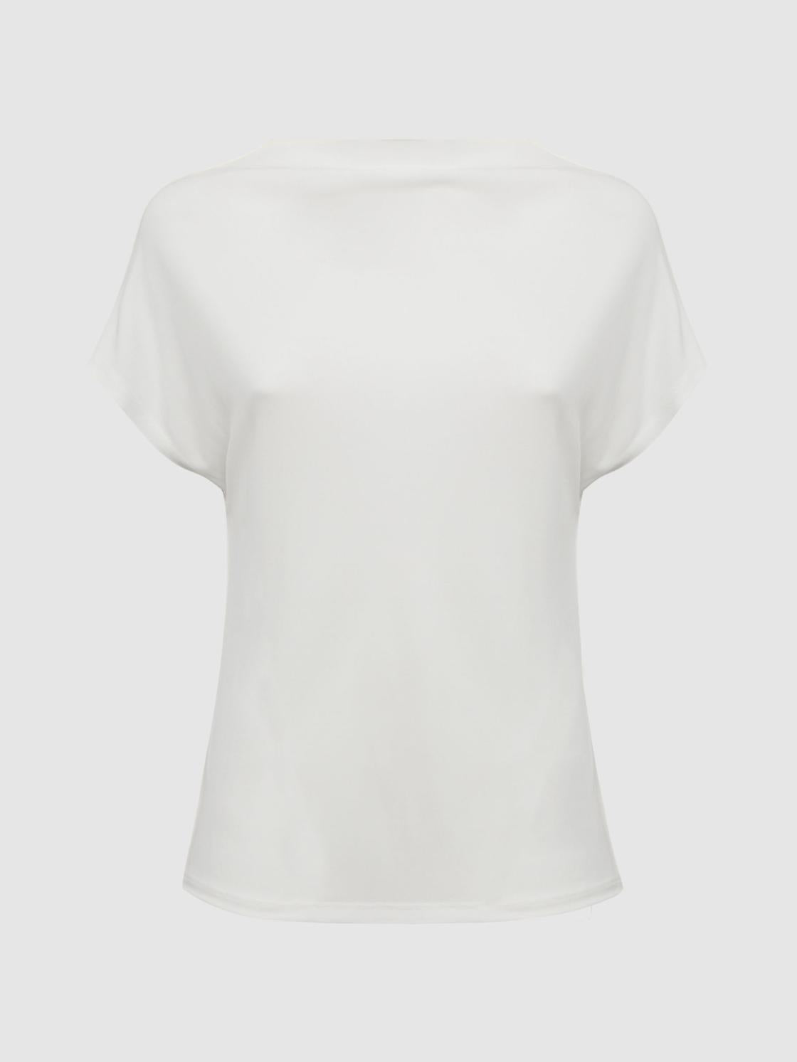 Reiss T-Shirts &amp; Vests | Poppy High Neck Jersey Top Cream - Women