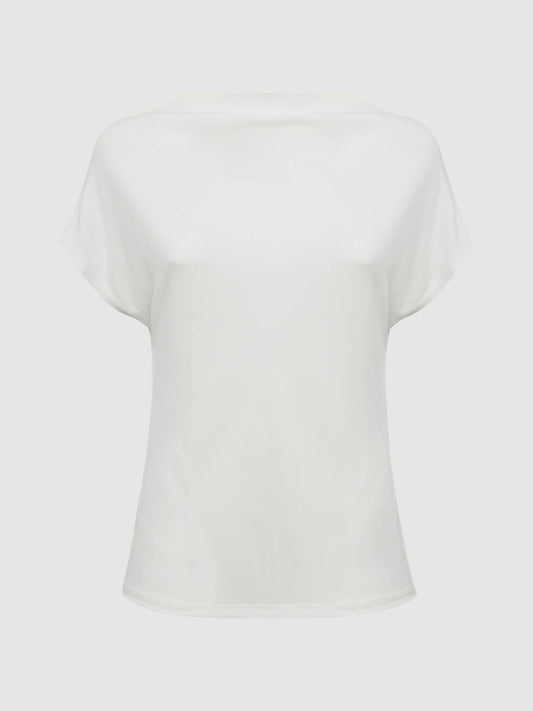 Reiss T-Shirts &amp; Vests | Poppy High Neck Jersey Top Cream - Women