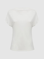 Reiss T-Shirts &amp; Vests | Poppy High Neck Jersey Top Cream - Women