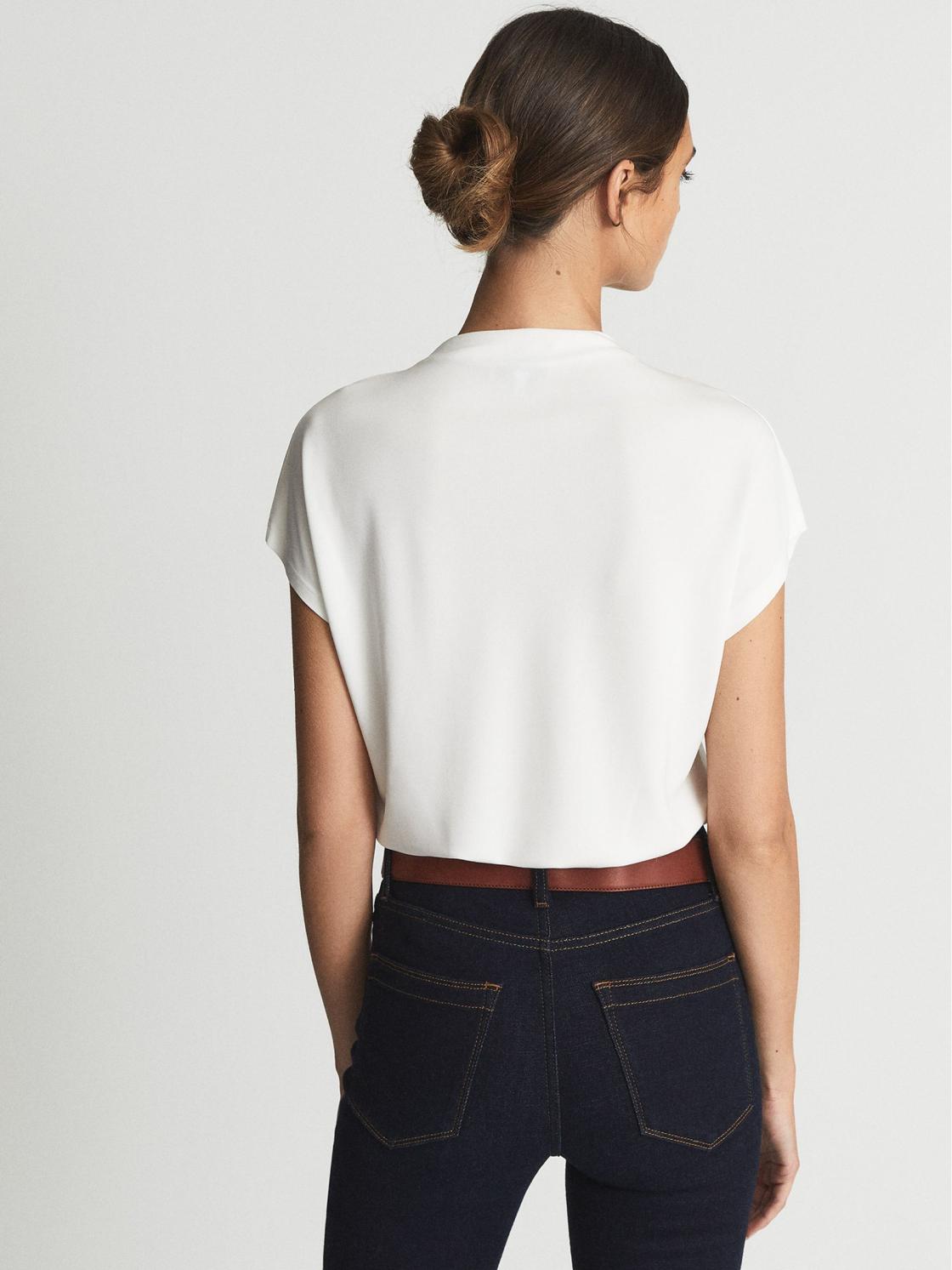 Reiss T-Shirts &amp; Vests | Poppy High Neck Jersey Top Cream - Women
