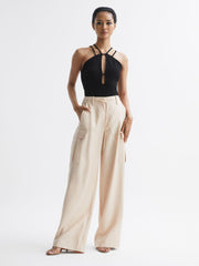 Reiss T-Shirts &amp; Vests | Raquel Strappy Cut-Out Top Black - Women