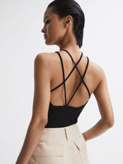 Reiss T-Shirts &amp; Vests | Raquel Strappy Cut-Out Top Black - Women