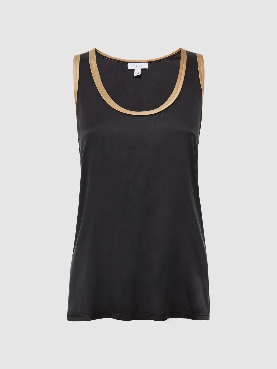 Reiss T-Shirts &amp; Vests | Riley Silk Front Vest Aqua - Women