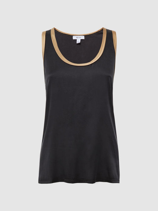 Reiss T-Shirts &amp; Vests | Riley Silk Front Vest Aqua - Women