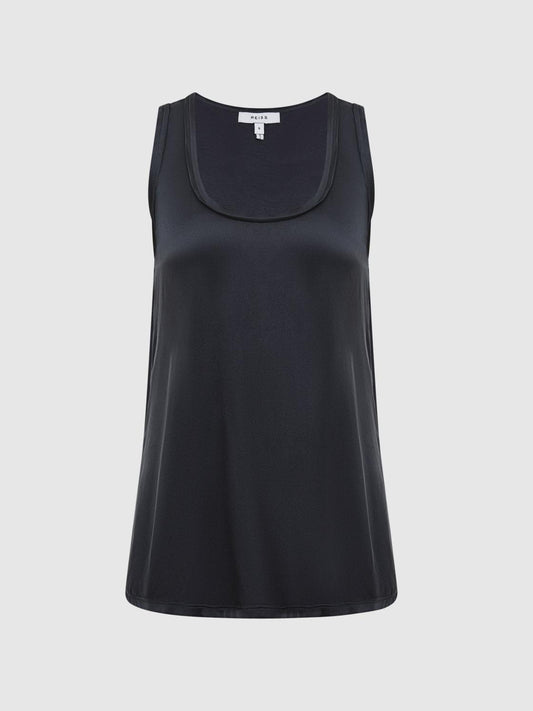 Reiss T-Shirts &amp; Vests | Riley Silk Front Vest Aqua - Women
