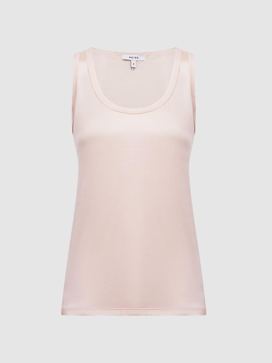 Reiss T-Shirts &amp; Vests | Riley Silk Front Vest Aqua - Women