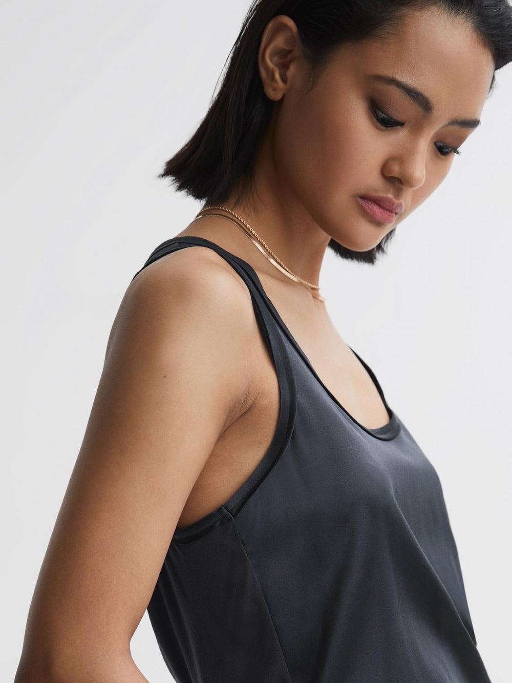 Reiss T-Shirts &amp; Vests | Riley Silk Front Vest Aqua - Women