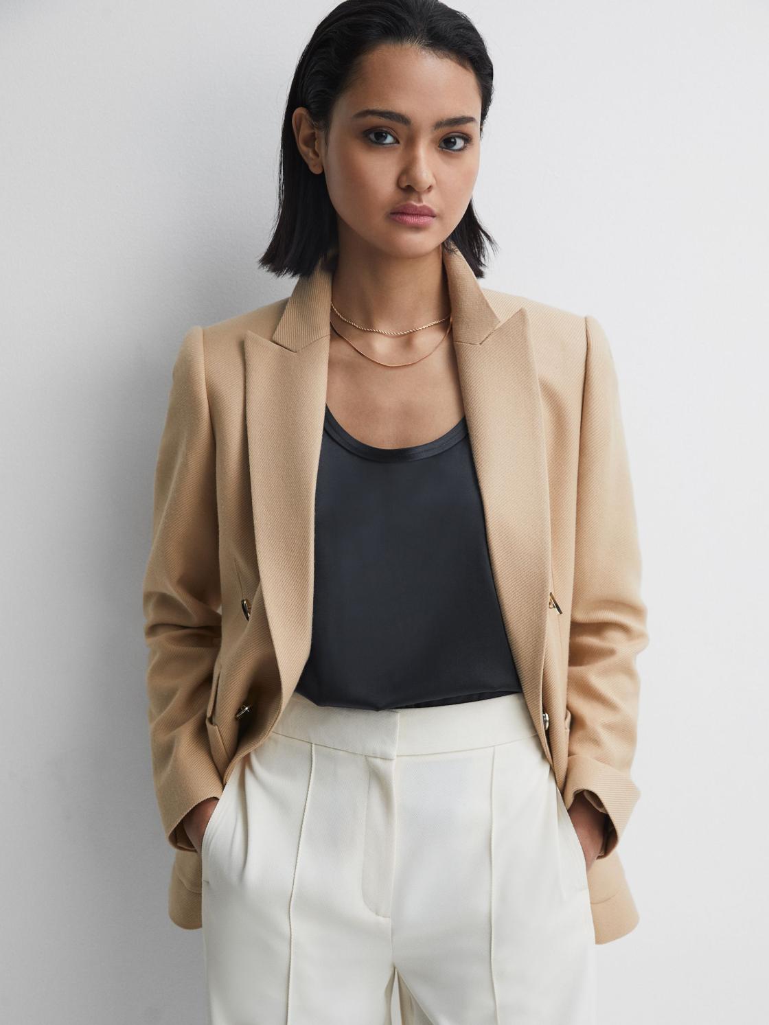 Reiss T-Shirts &amp; Vests | Riley Silk Front Vest Aqua - Women