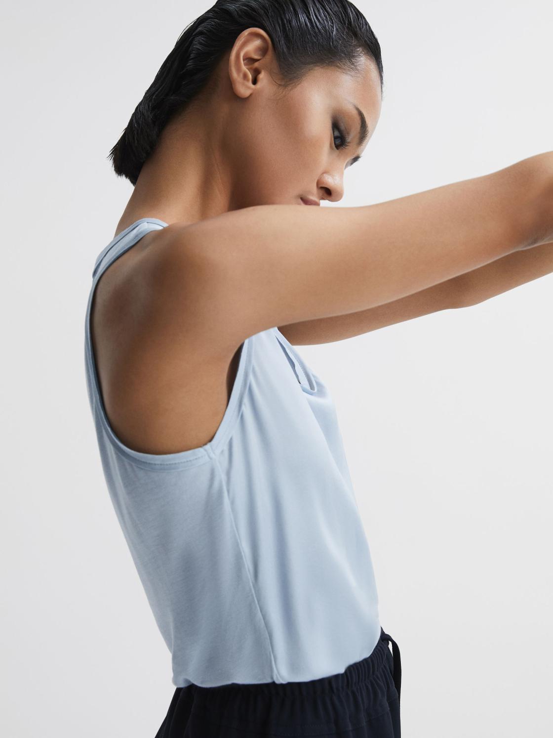 Reiss T-Shirts &amp; Vests | Riley Silk Front Vest Blue - Women