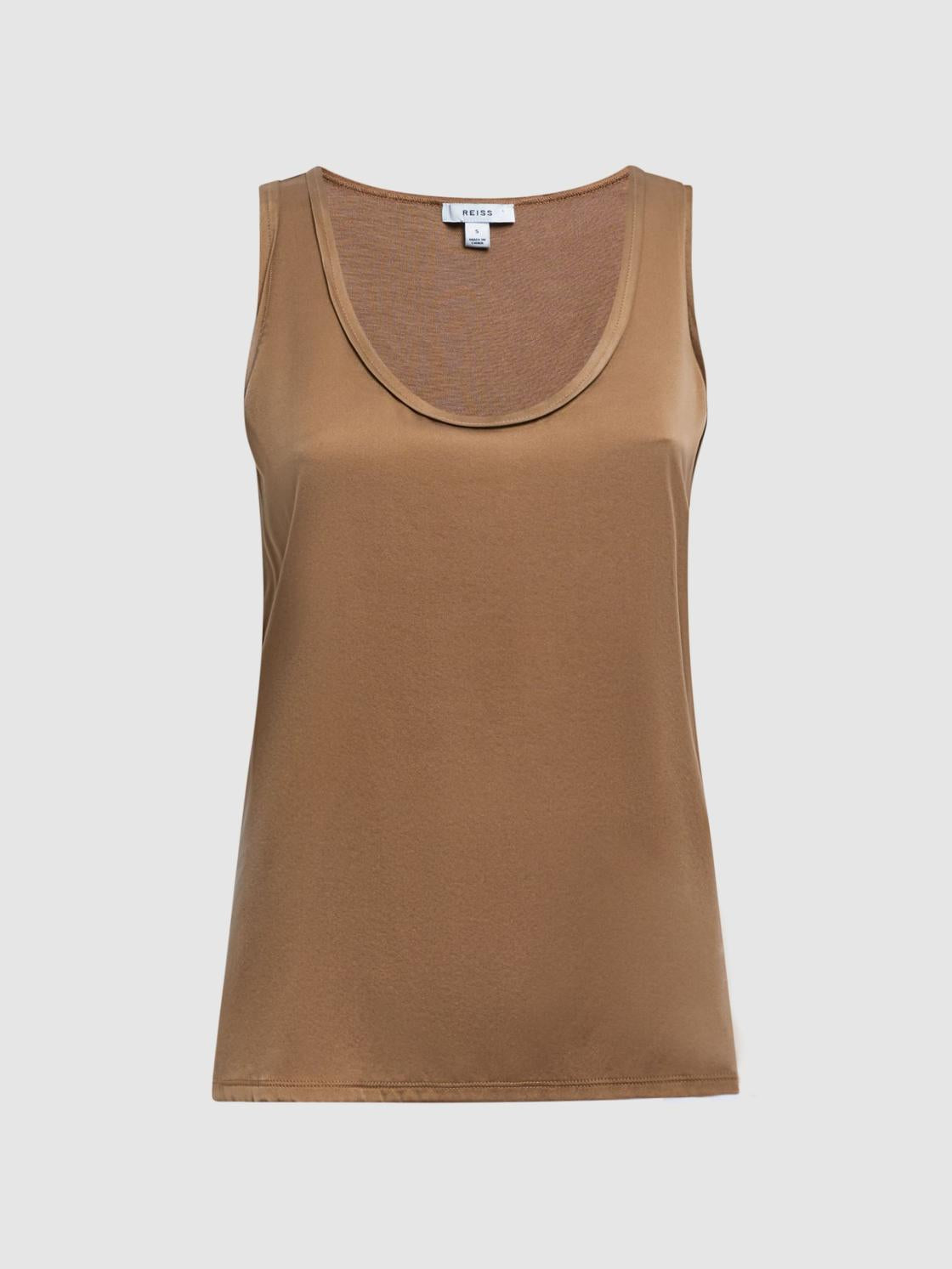 Reiss T-Shirts &amp; Vests | Riley Silk Front Vest Bronze - Women