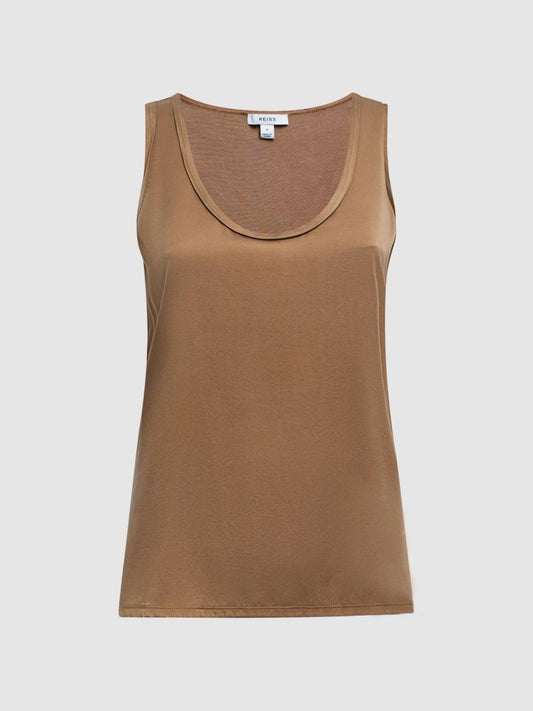 Reiss T-Shirts &amp; Vests | Riley Silk Front Vest Bronze - Women