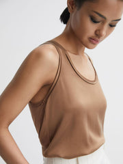 Reiss T-Shirts &amp; Vests | Riley Silk Front Vest Bronze - Women
