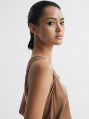 Reiss T-Shirts &amp; Vests | Riley Silk Front Vest Bronze - Women