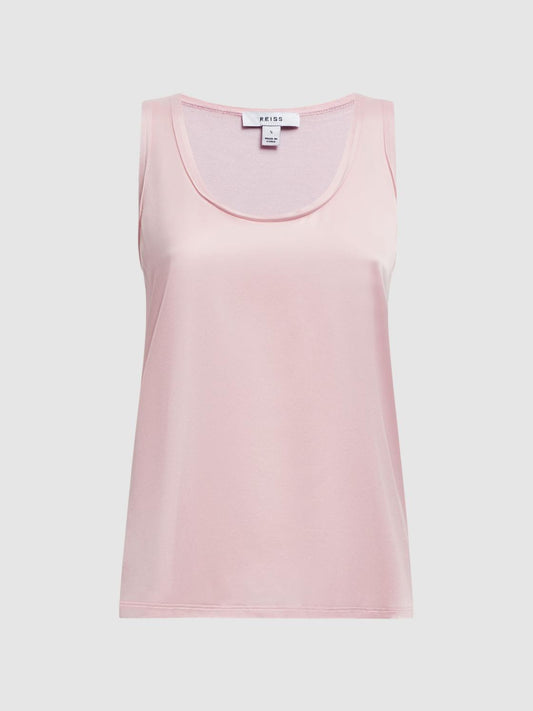 Reiss T-Shirts &amp; Vests | Riley Silk Front Vest Pale Pink - Women