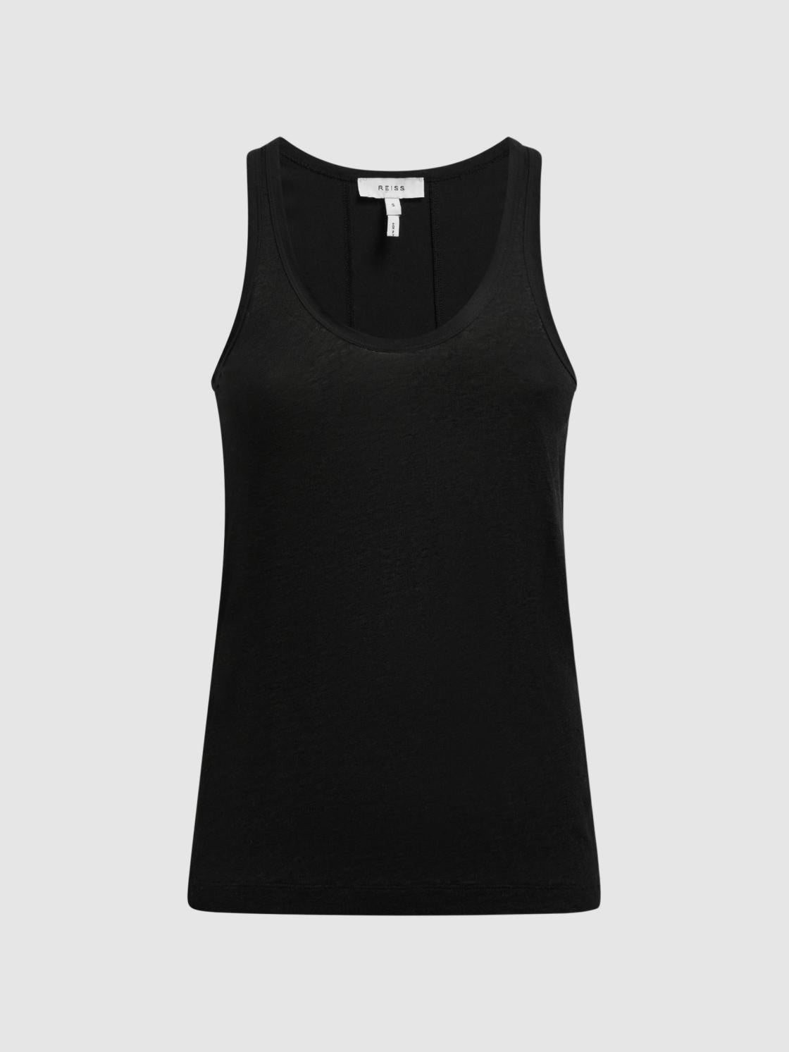 Reiss T-Shirts &amp; Vests | Taloulah Linen Crew Neck Vest Black - Women