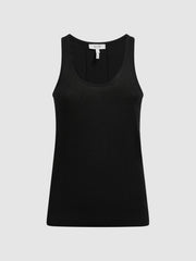 Reiss T-Shirts &amp; Vests | Taloulah Linen Crew Neck Vest Black - Women