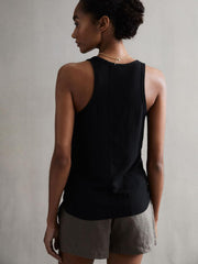 Reiss T-Shirts &amp; Vests | Taloulah Linen Crew Neck Vest Black - Women