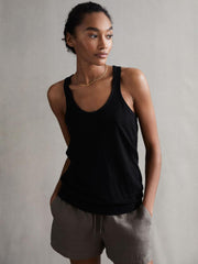 Reiss T-Shirts &amp; Vests | Taloulah Linen Crew Neck Vest Black - Women