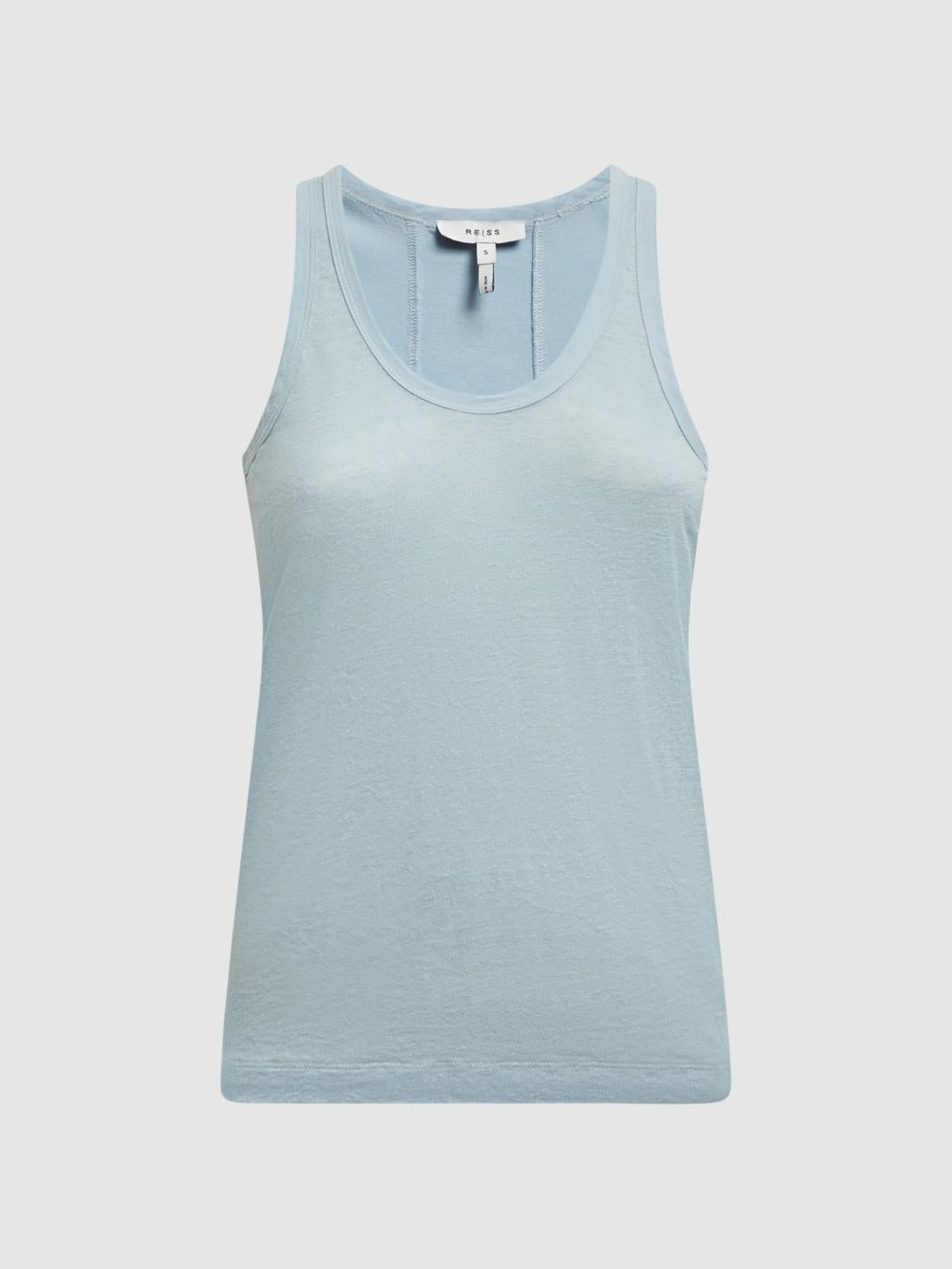 Reiss T-Shirts &amp; Vests | Taloulah Linen Crew Neck Vest Blue - Women