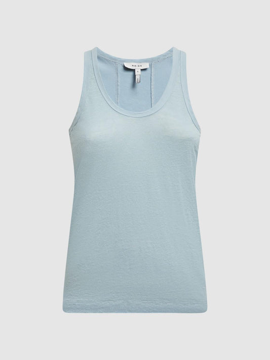 Reiss T-Shirts &amp; Vests | Taloulah Linen Crew Neck Vest Blue - Women
