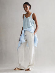 Reiss T-Shirts &amp; Vests | Taloulah Linen Crew Neck Vest Blue - Women