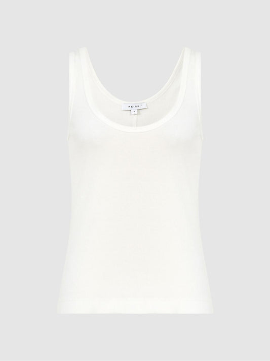 Reiss T-Shirts &amp; Vests | Violet Scoop Neck Ribbed Jersey Vest Top Aqua - Women