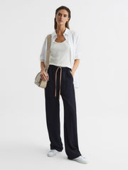 Reiss T-Shirts &amp; Vests | Violet Scoop Neck Ribbed Jersey Vest Top Aqua - Women