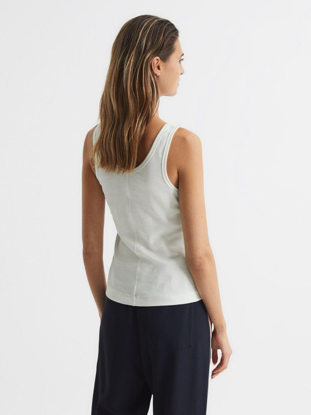 Reiss T-Shirts &amp; Vests | Violet Scoop Neck Ribbed Jersey Vest Top Aqua - Women