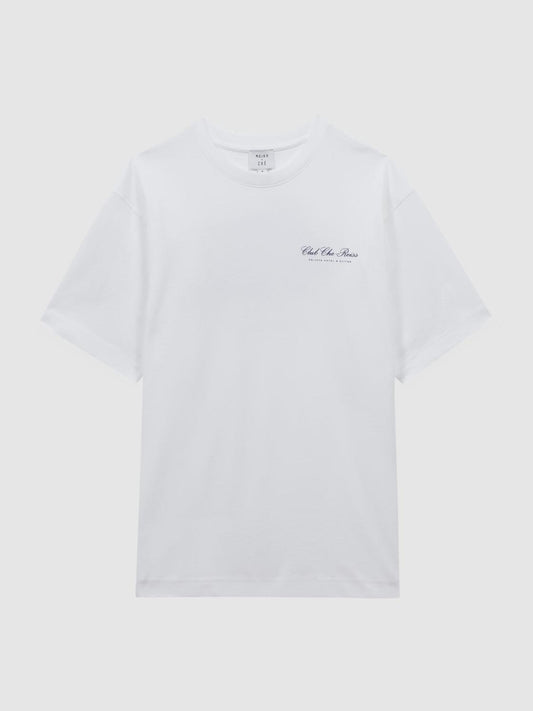 Reiss T-Shirts | Villa Reiss | Ché Motif Crew Neck T-Shirt Off White - Men
