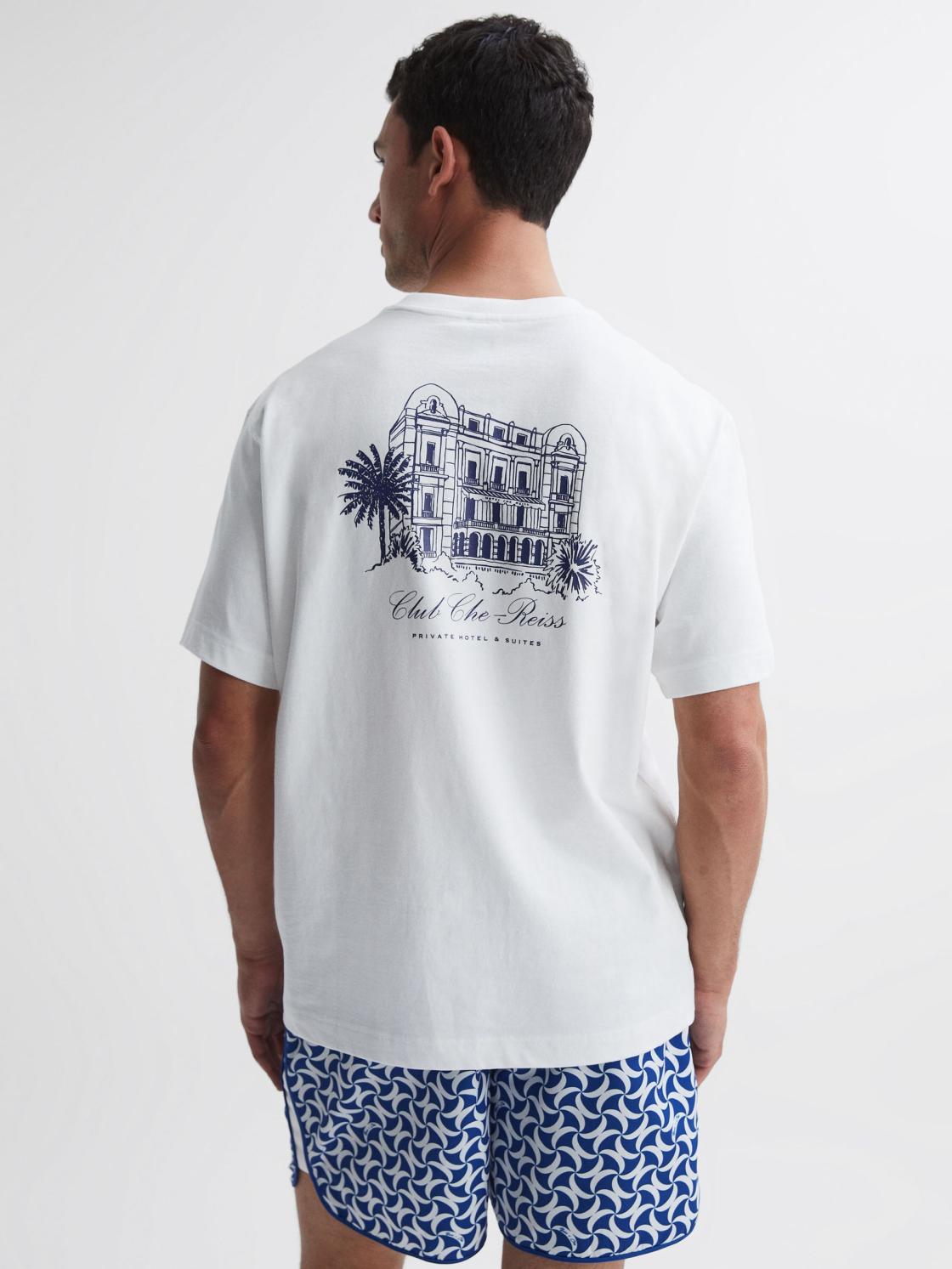 Reiss T-Shirts | Villa Reiss | Ché Motif Crew Neck T-Shirt Off White - Men